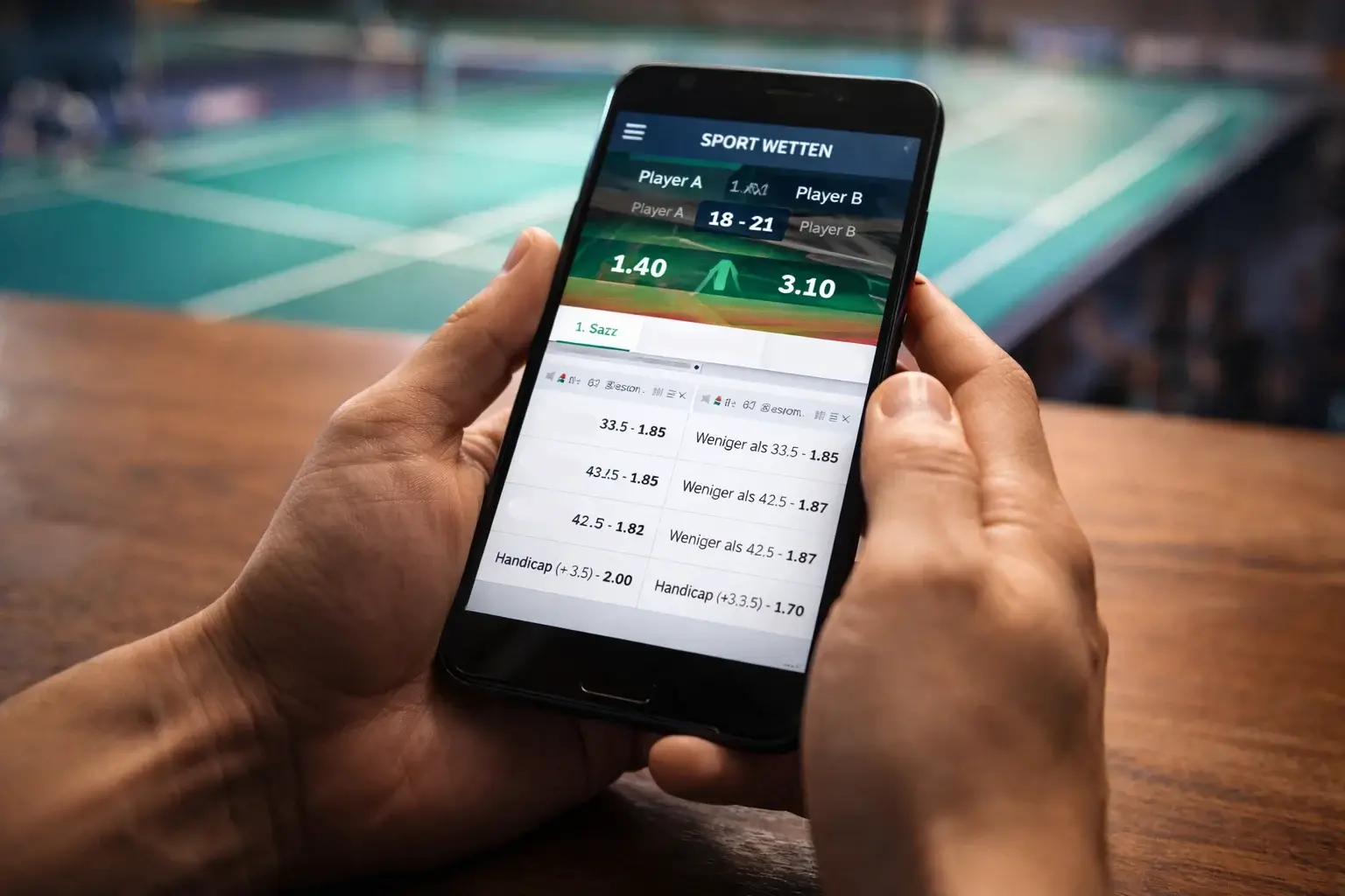 Badminton Wettarten Vergleich mit Siegwette Handicap und Over Under Quoten
